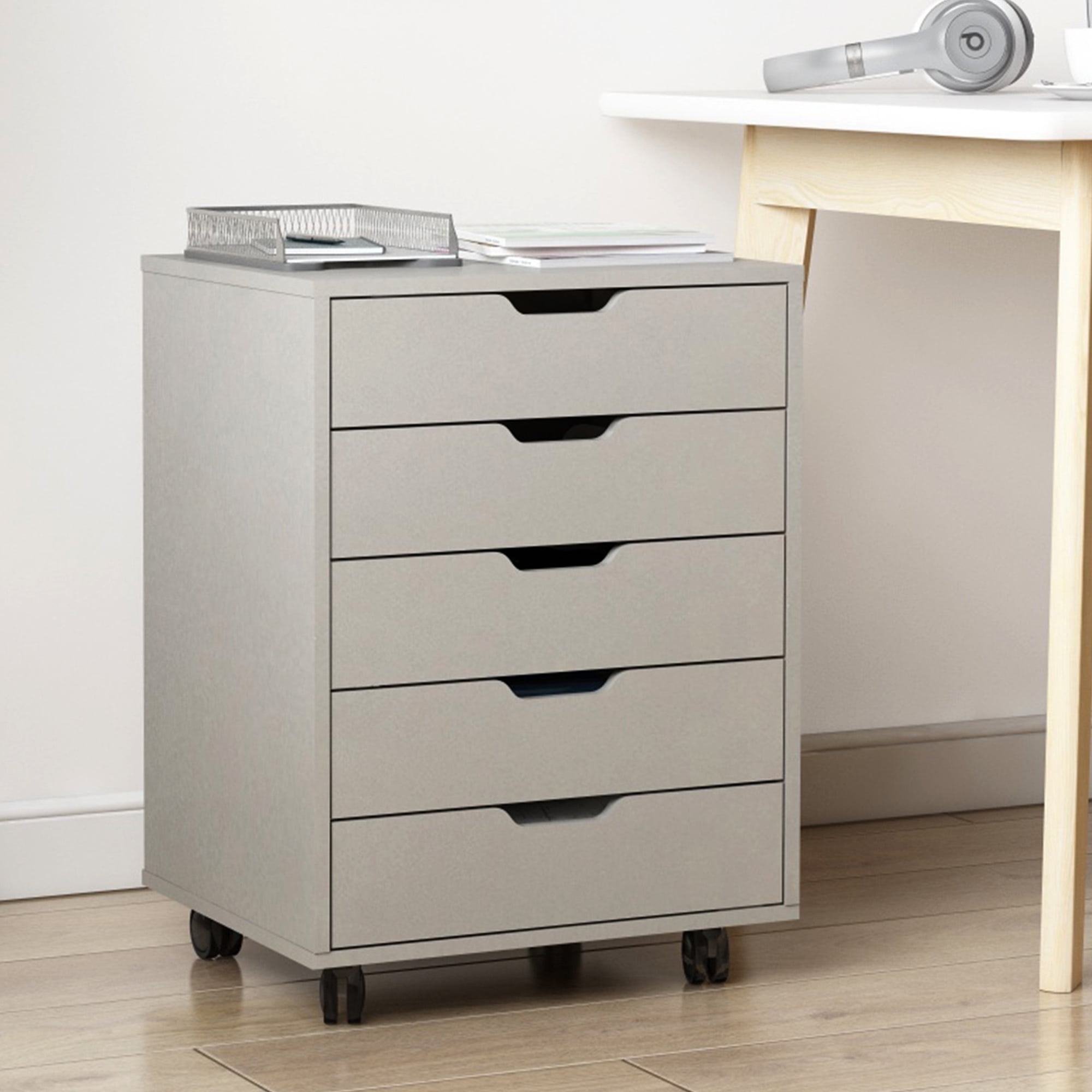 ZENY 5 Drawers Chest, Mobile File Cabinet with Casters, Home Office Storage  Cabinet Under Desk Cabinet Storage Drawers Desk