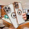 thumbnail image 3 of case for iPhone 13 Pro Max Case with Camera Lens Protector, Logo View iPhone 13 Pro Max Case for Men Women, Luxury Clear Cover for iPhone 13 Pro Max 5G 6.7 inch (Gold), 3 of 10