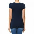 thumbnail image 4 of Women's Plain Basic Solid Short Sleeve T shirt V-Neck Stretchy Cotton Tee (S-3X), 4 of 4