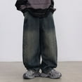 thumbnail image 4 of Men's Baggy Hop Jeans Wide Leg Skater Denim Pants Casual Loose Fit Long Trousers Streetwear, 4 of 7
