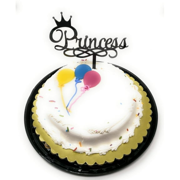 Princess Crown Birthday Cake Topper Acrylic Baby Shower, Gender Reveal Party Decoration, Favorite Topper for Cake Decorations TOP005 (Black)