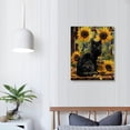 thumbnail image 4 of Acheng Sunflower Wall Decor Vintage Sunflower Canvas Wall Art Black Cat Decor Print Artwork Cat Paintings Poster Aesthetic Room Decor for Bathroom Living Room Bedroom Framed 16x20 in, 4 of 5