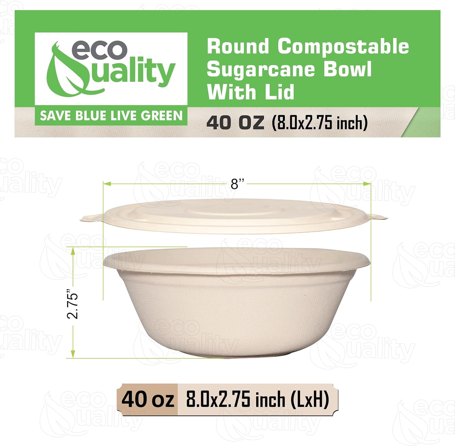 40 oz Round Disposable Compostable Paper Bowls with Fiber Dome Lids - Heavy-Duty, Eco-Friendly Natural Bagasse Unbleached, Heat Resistant, 100% Biodegradable Salad Bowls Alternative to Plastic (25)