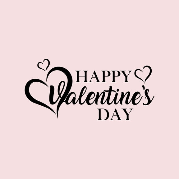 Valentines Day Vinyl Wall Art Decal - Happy Valentine’s Day - 11" x 23" - Valentine’s Lovers Hearts Decor Romantic Couples Home Living Room Bedroom Apartment Indoor Work Sticker (11" x 23", Black)