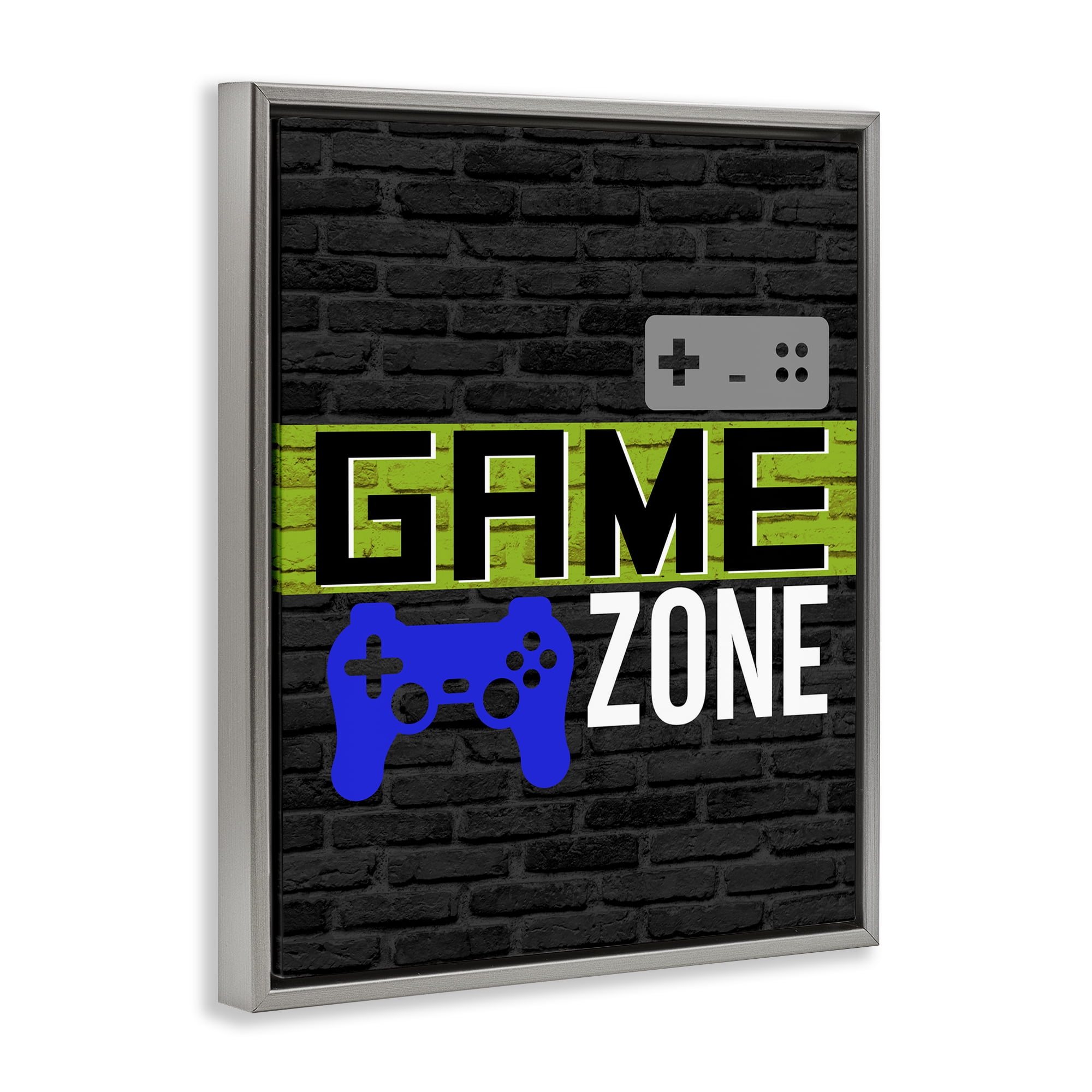 Stupell Industries Vintage Game Zone Typography Painting Gray Floater Framed Art Print Wall Art, 25 x 31