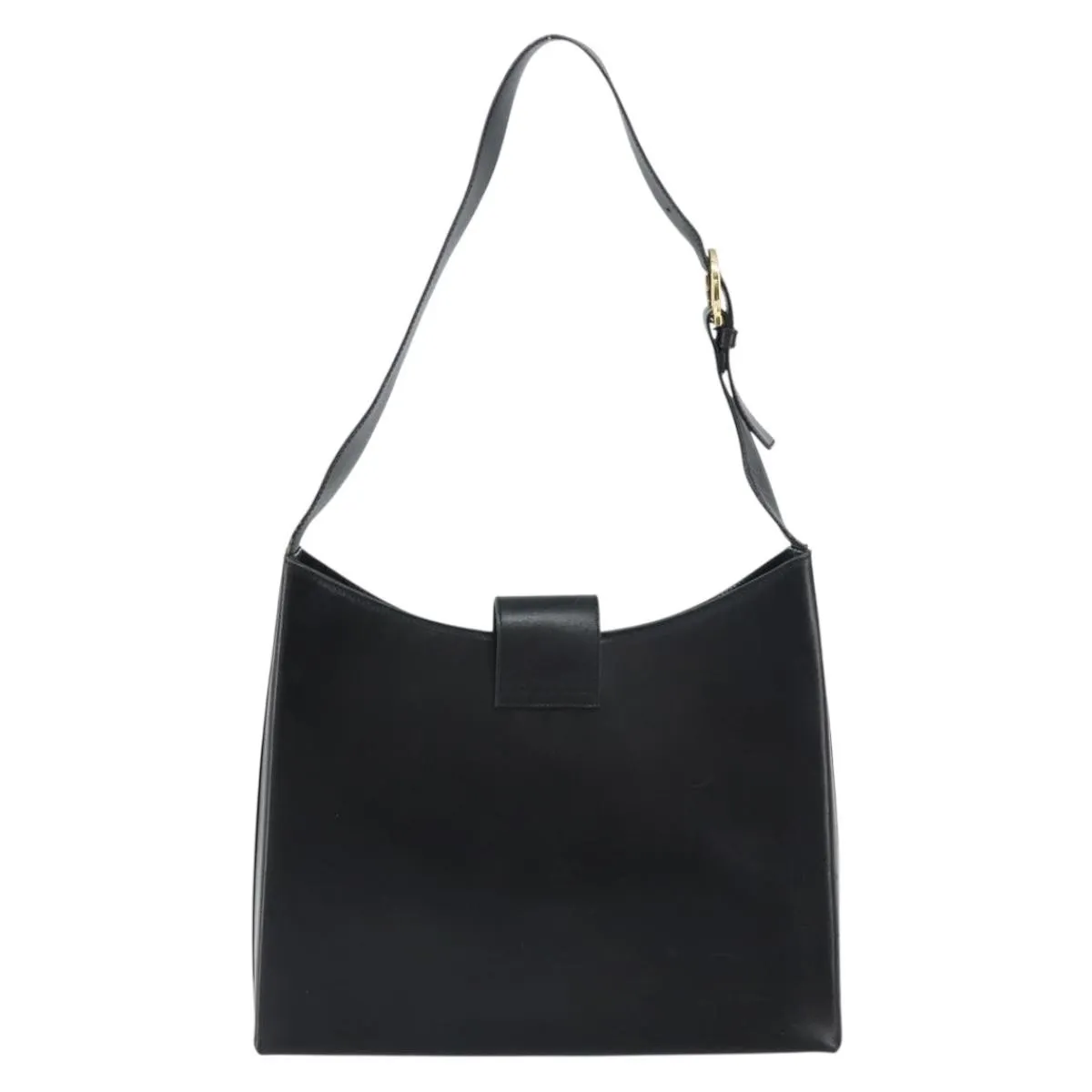Pre-Owned Salvatore Ferragamo Gancio Flap Hobo Leather Black 
