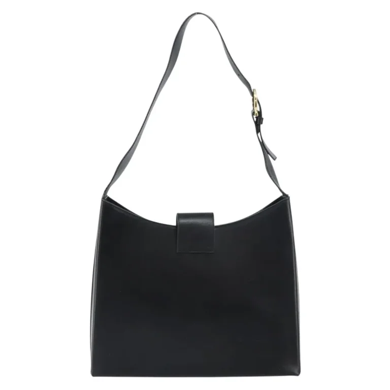 Pre-Owned Salvatore Ferragamo Gancio Flap Hobo Leather Black