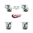 thumbnail image 2 of 3.25 Inch Semi Steel Caster Set with Ball Bearings 2 Brakes 2 Rigid SCC, 2 of 2
