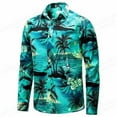 thumbnail image 2 of Mens Shirts Casual 3D Tree Digital Printed Long Sleeve Button Down Lapel Top Stylish Beach Comfortable Shirt for Men Green XXXL, 2 of 3