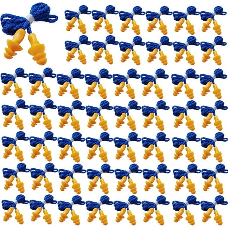 

100 Pairs Corded Ear Plugs Reusable Silicone Earplugs with String Banded Ear Plug Sleep Noise Cancelling for Hearing Protection