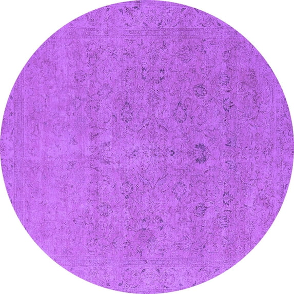 Ahgly Company Indoor Round Oriental Purple Industrial Area Rugs, 4' Round