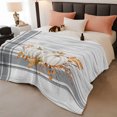 thumbnail image 3 of White Pumpkins Fall Fleece Throw Blanket for Couch, Thanksgiving Botanical Grey Striped Wooden Microfiber Flannel Blanket, Lightweight Soft Throw Blankets for Bed, Sofa, Travel, 50"x60", 3 of 9