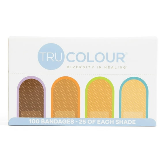 TruColour Skin Tone Fabric Bandages Multipack, Sterile, 4 Colors, 1 in x 3 in, 100 Count, 1 Pack