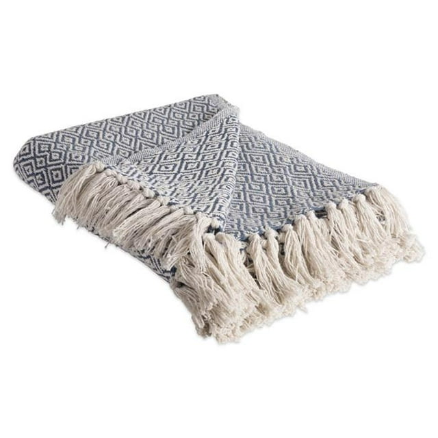 Design Imports CAMZ10577 French Blue Double Diamond Blanket Throw