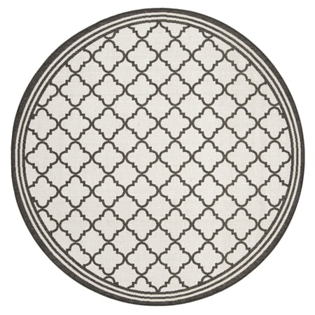 SAFAVIEH Beach House Nima Trellis Indoor/Outdoor Area Rug Light Grey/Charcoal, 6'7" x 6'7" Round
