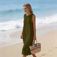 thumbnail image 6 of Bosfbaoi Women's Sleeveless Midi Dress, Loose Fit Casual Sundress with Pockets, Soft Breathable Solid Color Round Neck Tank Dress for Daily Summer Wear, 6 of 9