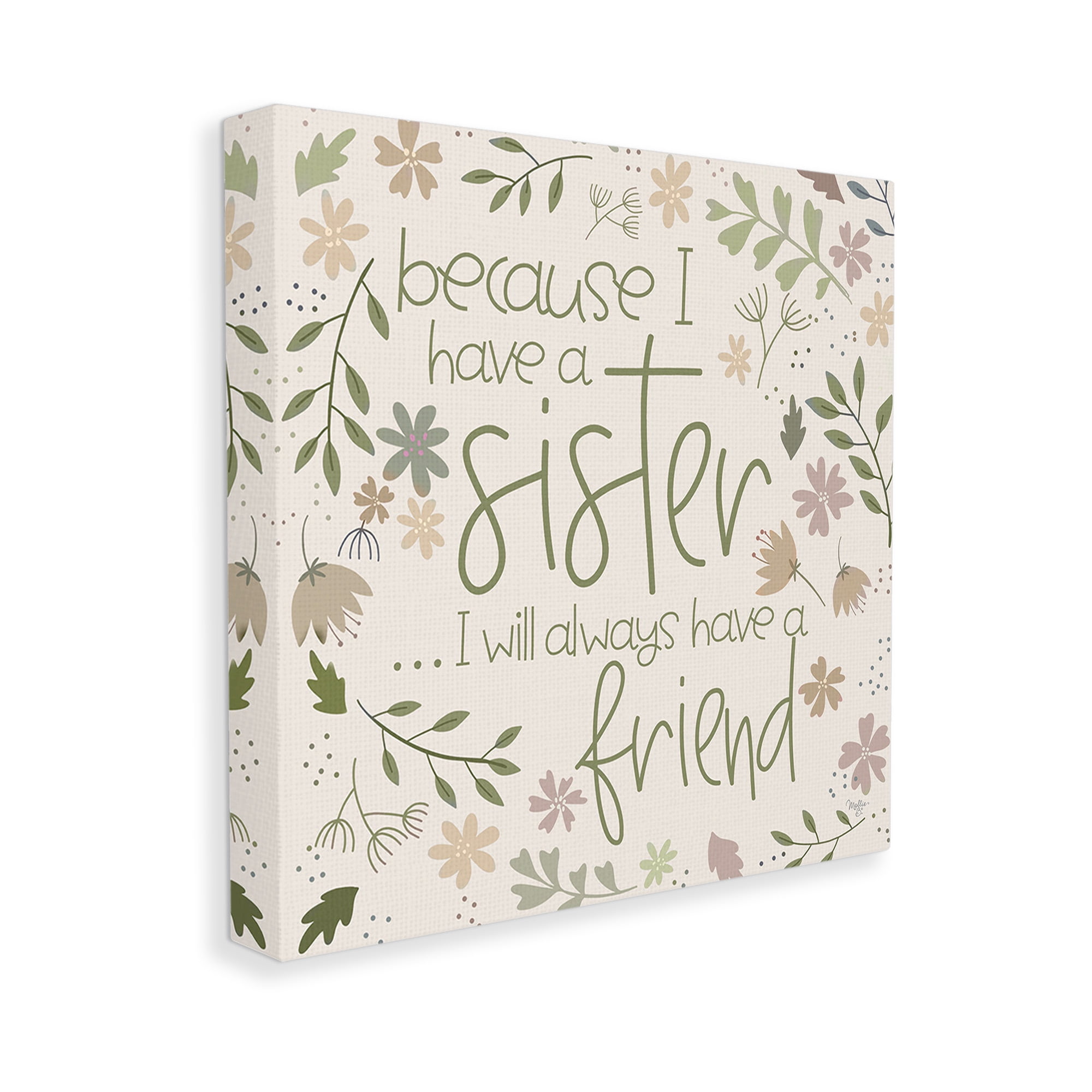 Stupell Industries Botanical Sister Friendship Botanical & Floral Painting Gallery Wrapped Canvas Art Print Wall Art, 17 x 17