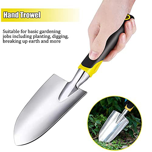 Black/Yellow Heavy Duty Aluminum Gardening Tools with Soft Rubberized Non-Slip Ergonomic Handle Garden Tool Kit Include Pruning Shears 4 Pcs Gardening Gifts DIGGOLD Garden Tools Set