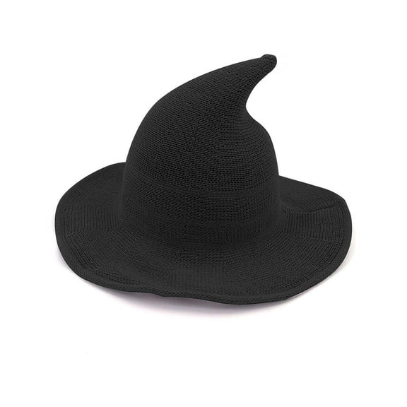 LAVA Modern Witch Hat Wool Knitted Halloween Witch Hats for Masquerade Cosplay Costume Daily (Black)