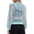 thumbnail image 3 of Chaqueta con puños acanalados INSPIRE CHIC para mujeres, sudadera, chaqueta bomber de malla, XS, azul claro, 3 of 6