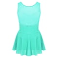 thumbnail image 2 of Hansber Kids Girls Sparkly Rhinestone Figure Ice Skating Roller Skating Ballet Dance Leotard Dress Mint Green 12, 2 of 7
