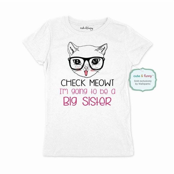 Check Meowt I'm going to be a Big Sister - wallsparks Brand - Youth Young Girls Juniors Slim Fit Soft Tee Shirt - Fun Trendy Tee