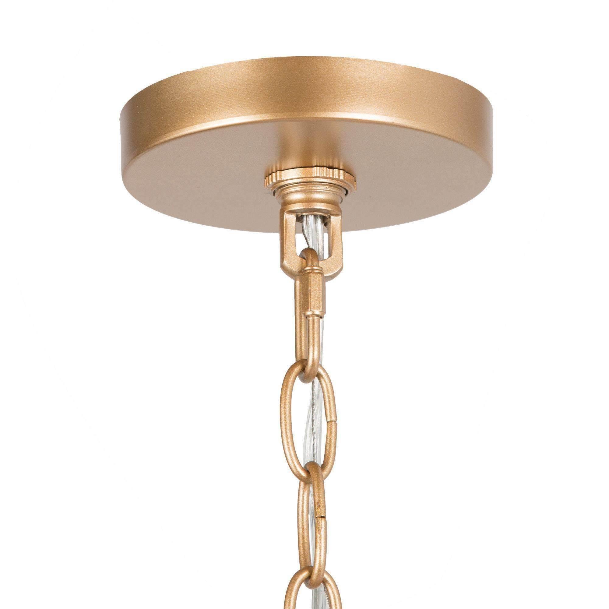 LNC 4-Light Matte Gold and White Modern Cage LED Kitchen Island Chandelier