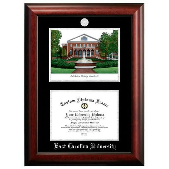 Campus Images NC995LSED-1075825 10.75 x 8.25 in. East Carolina University Silver Embossed Diploma Frame with Lithograph