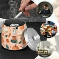 thumbnail image 4 of Yayeee Ashtray with Lid for Cigarette Smokeless Stainless Steel Home Ash Holder, Pink Fall Coffee, 4 of 7