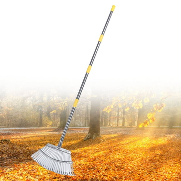 Yard Thatching Rake, Stainless Steel Wide Large Garden Leaf Rake for Grass Clippings Garbage