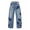 thumbnail image 7 of Axiiglly Barrel Jeans Women Boho Baggy Mid Rise Wide Leg Casual Vintage Jeans Boyfriend Streetwear Denim Pants, S-2XL, 7 of 7