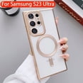 thumbnail image 2 of Funda magnética transparente para móvil, cubierta de silicona de carga inalámbrica, chapada para Magsafe, Samsung Galaxy S23 Ultra S22 S21 Ultra S21 S22 S23 Plus, 2 of 4