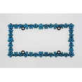 thumbnail image 3 of Creathome 3D Shining Daisy Wrenth License Plate Frame from Pure Zinc Alloy Metal Perfect Plate Holder,Matt Black with Blue Glitter, 3 of 9