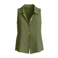 thumbnail image 6 of Jaunzuar Tank Tops for Women V Neck Button Up Solid Color Sleeveless Tops Trendy Breathable Linen Shirts, S-2XL, 6 of 6