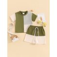 thumbnail image 2 of Argulvti Toddler Baby Boys Shorts Set, Cotton Contrast Color Short Sleeve T-shirt with Elastic Waist Shorts Leisure Outfit, 2 of 7