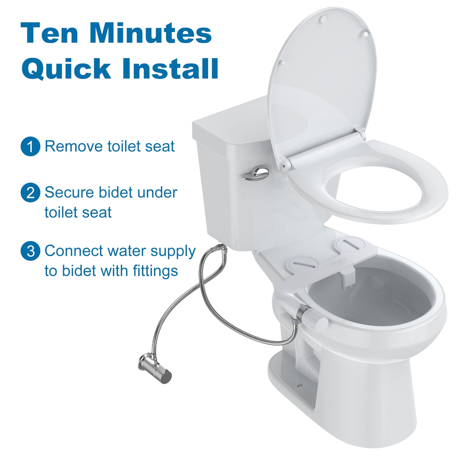 Garvee Non-Electric Bidet Attachment with Self-Cleaning Dual Nozzles & Brass Inlet Adjustable Pressure Easy Install Toilet Bidet for Rear & Feminine Wash