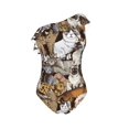 thumbnail image 4 of Yiaed Cut Cats Print Women One Piece Swimsuits Tummy Control One Shoulder Bathing Suits Pattern Ruffle Swimwear-Large, 4 of 8