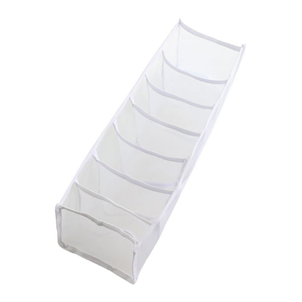 Organizador de cajones divisores de tela, compartimentos de armario plegables, caja organizadora de almacenamiento de ropa para bufandas, lencería, Blanco 7 Rejillas