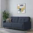 Desert Fields Adera Coil Futon, Navy Blue Linen