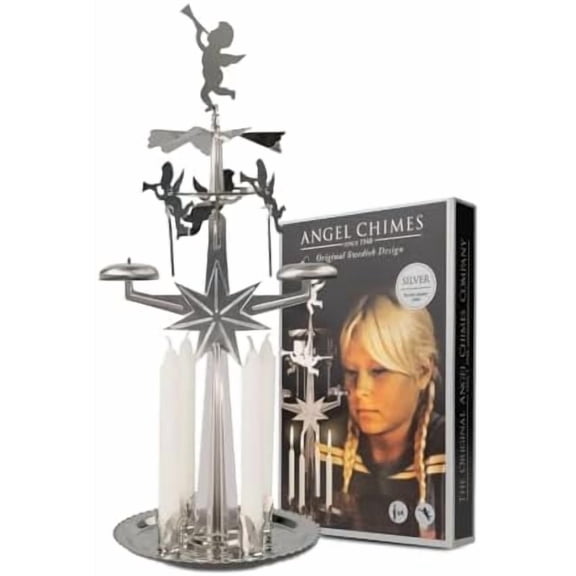 Original Swedishand 4 Candles - Spinning Festive Chimes - Silver Color$$Home Decor, Kitchen, & Other