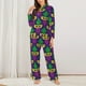 thumbnail image 2 of Fotbe Mardi Gras Carnival3 Conjunto de Pijama de Manga Larga para Mujer con Estampado, Ropa de Dormir de 2 Piezas, Conjunto de Casa Suave y Cómodo con Bolsillos-XX-Large, 2 of 7