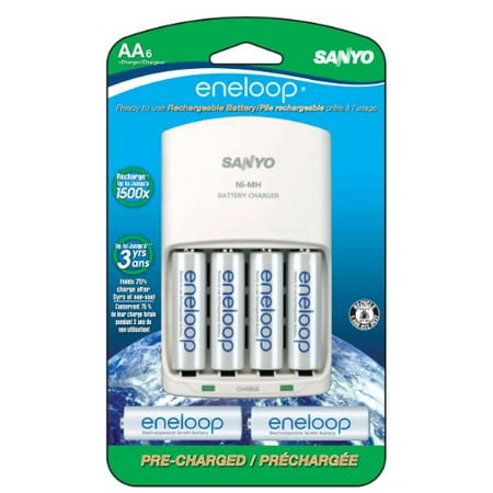 Sanyo SEC-MQN066N 6 Pack AA Eneloop Rechargeable Batteries with Charger (Discontinued by