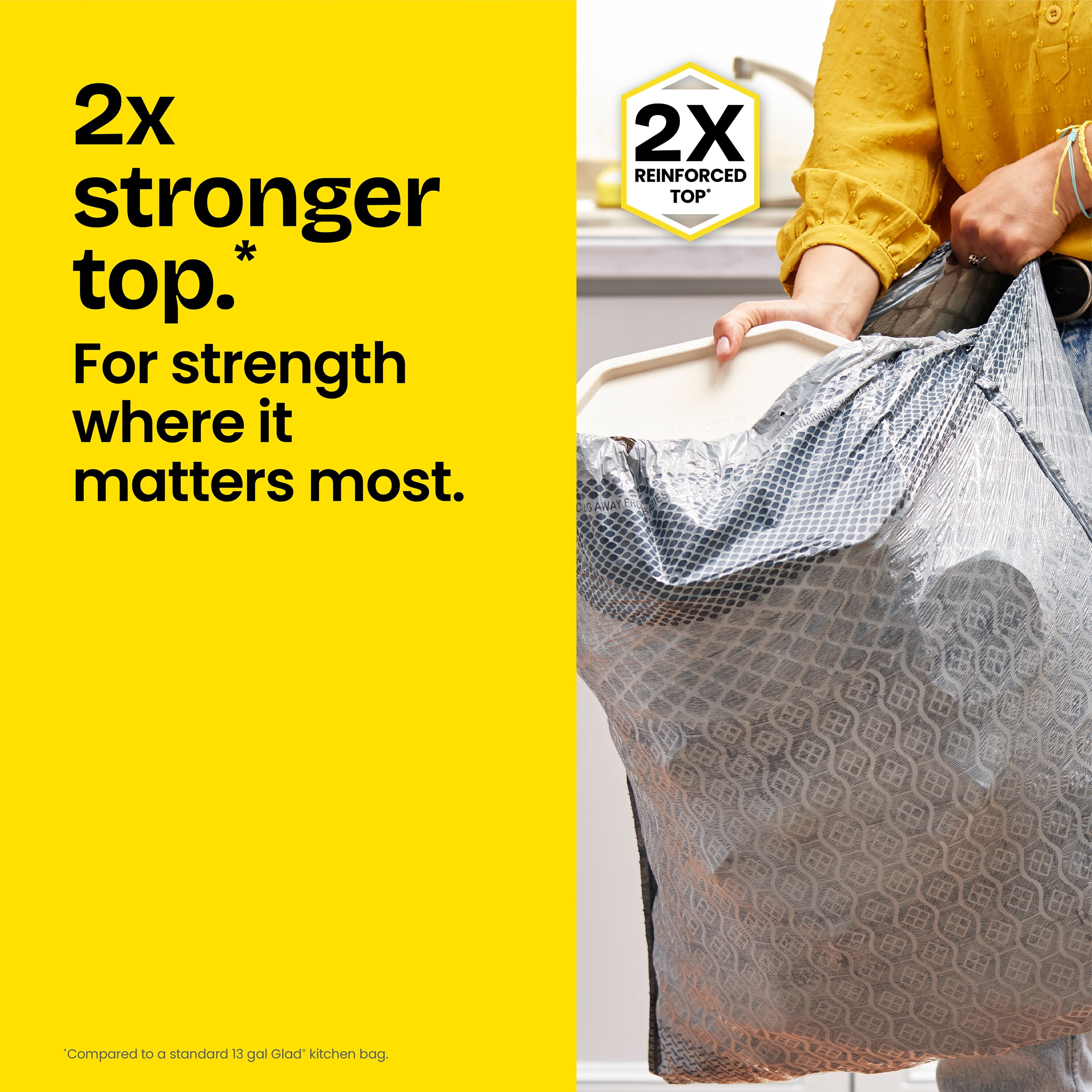 Glad 20-Gallon Scented Forceflex MaxStrength Tall Kitchen Drawstring Trash Bags, Fresh Clean Scent With Febreze Freshness, 80 Scented Bags