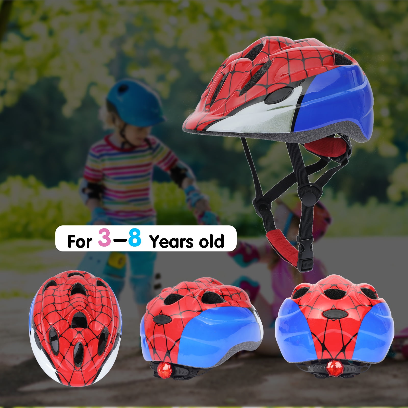 Atphfety Toddler Kids Bicycle Helmet with LED Light, Red(50-54cm)