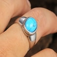 thumbnail image 5 of PAMTIER Unisex Stainless Steel Vintage Simple Domed Oval Cut Simulated Turquoise Gemstone Biker Ring Gothic Punk Statement Band Silver Size 9, 5 of 6