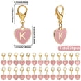thumbnail image 2 of 26Pcs Heart with Letter A~Z Alloy Enamel Charm Locking Stitch Marker with Alloy Lobster Claw Clasps Golden 31mm diy, 2 of 5