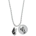 thumbnail image 1 of Delight Jewelry Silvertone Black Flying Butterfly Silvertone Script Initial Disc - G - Charm Necklace, 20"+3", 1 of 4