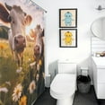 thumbnail image 3 of Farmhouse Highland Cow Funny Cattle And Flower Shower Curtain Cloth Fabric Bathroom Decor with Hooks, 3 of 5