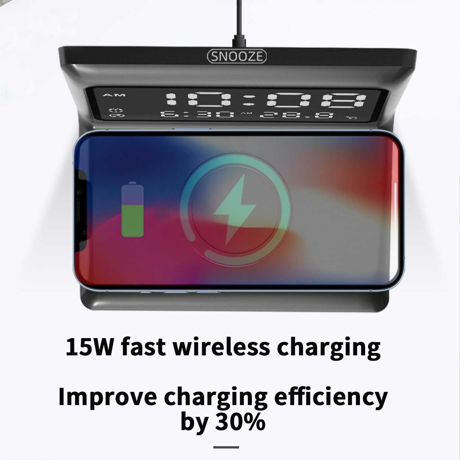 shyuyusa Alarm Clock with Wireless Charging,3-in-1 Wireless Fast Charger for ,Fast Wireless Charging Station for iPhone15/14/13/12/11/Pro Series,for Watch,for Airpods
