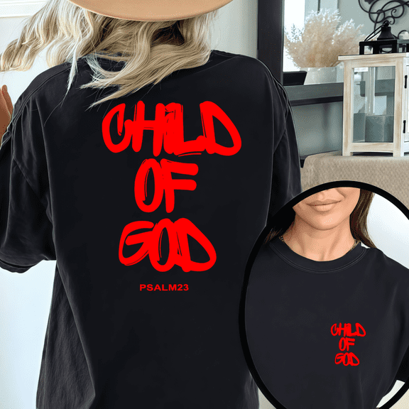 Faith Print T-shirt Child Of God Graphic Tees Shirts Black S-5XL Inspirational Retro Pattern Tops